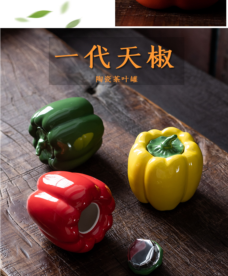 Creative persimmon peach caddy fixings portable simulation seal POTS of tea storage warehouse household ceramics mini fruit furnishing articles