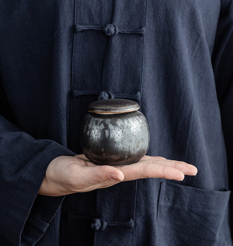 Antique rust glaze ceramic tea pot coarse after variable size portable sealed storage tanks tea boxes