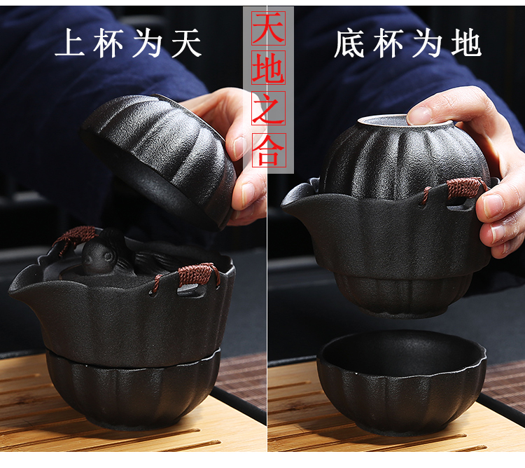 Dragon invertors travel tea set suit portable bag type ceramic teapot teacup crack cup a pot of 2 cup two cups of household