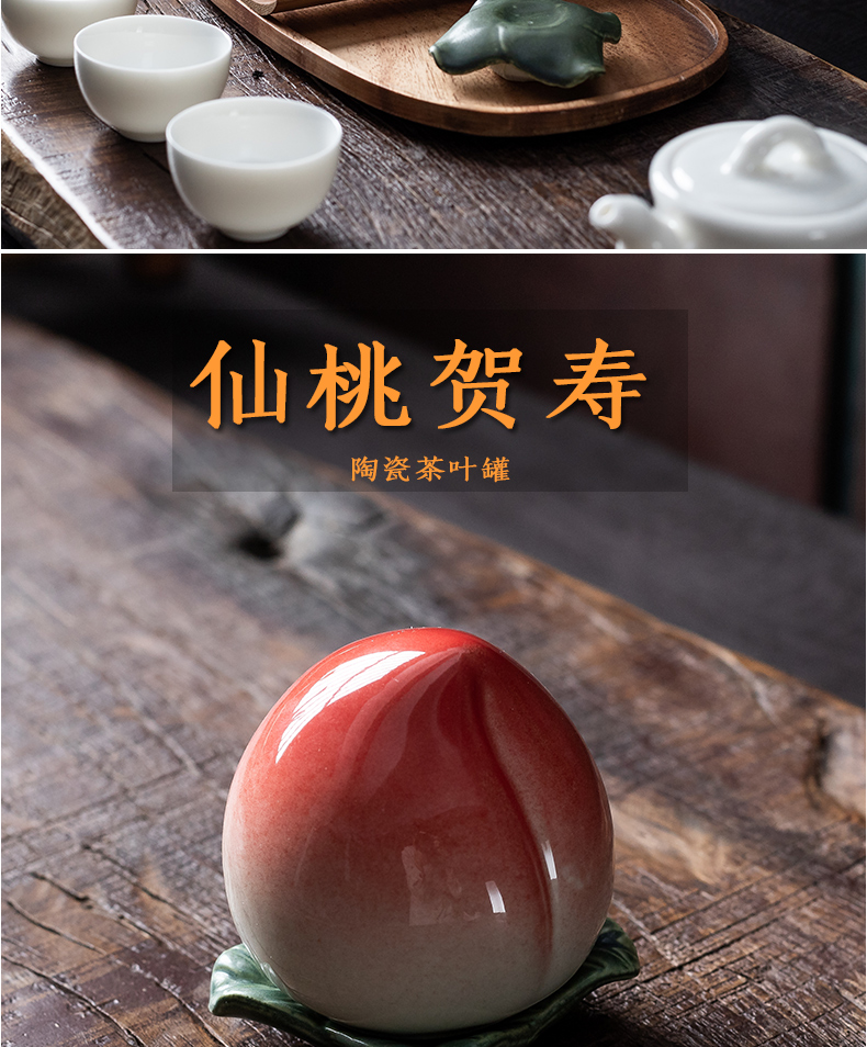 Creative persimmon peach caddy fixings portable simulation seal POTS of tea storage warehouse household ceramics mini fruit furnishing articles