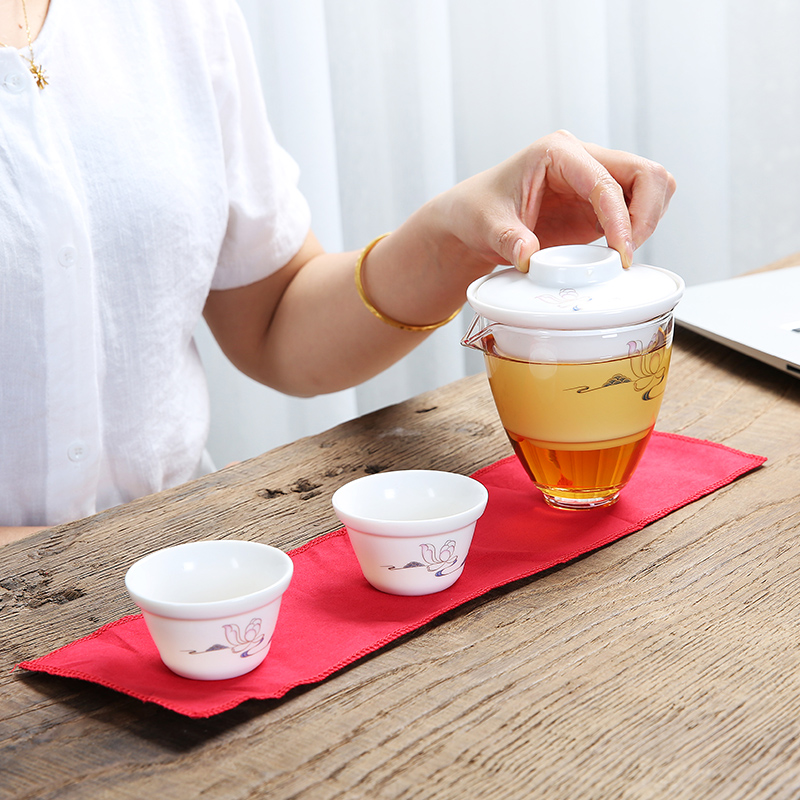Dragon invertors portable travel kung fu tea set ceramic glass cup to crack a pot of two glass teapot Japanese tea set