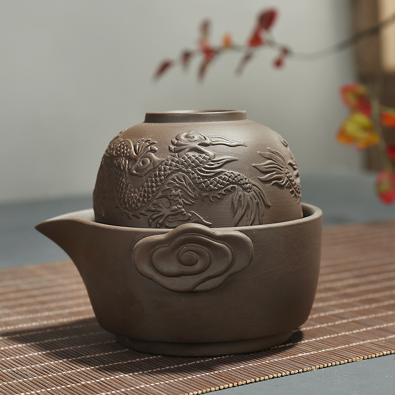 Dragon invertors yixing purple sand cup to crack a pot of a portable travel kung fu tea set cups little teapot household