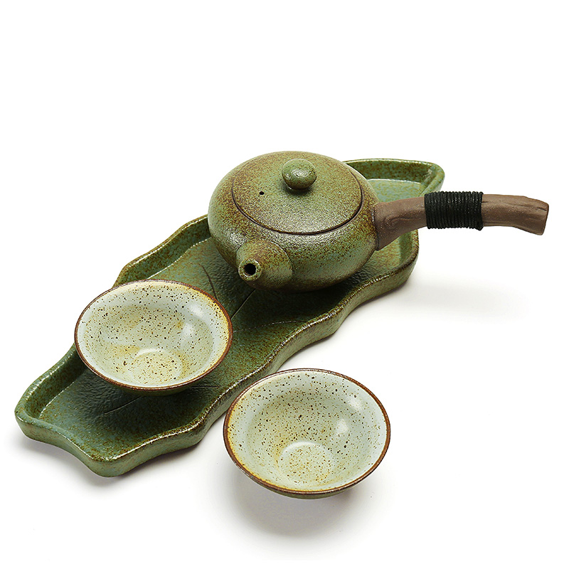 Dragon invertors Japanese contracted the lateral crack cup a pot of 2 cup thick ceramic kung fu tea set tea tray was home to travel