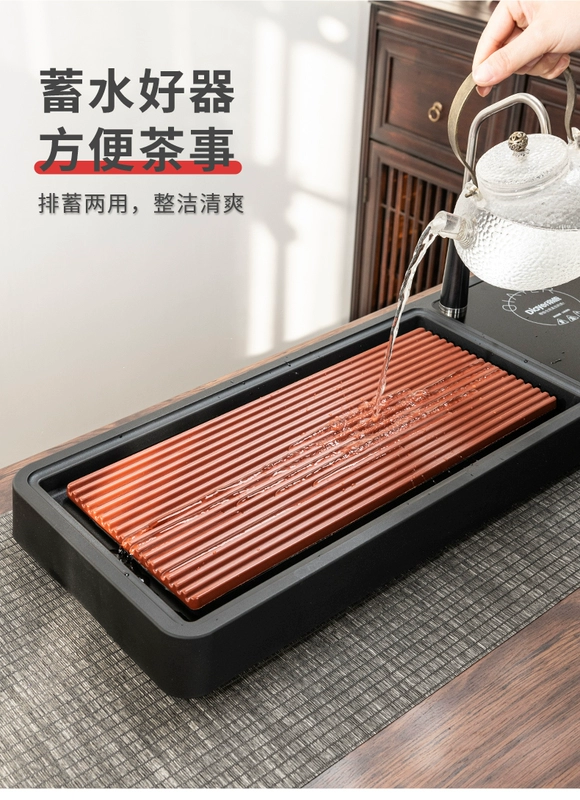 Kunde Đèn Gia Đình Cao Cấp Tất Cả Trong Một Nước Sôi Kung Fu Trà Khay Hoàn Toàn Tự Động Điện Gốm Bếp hiện Đại Trà Làm Bàn Đĩa bộ bàn pha trà điện