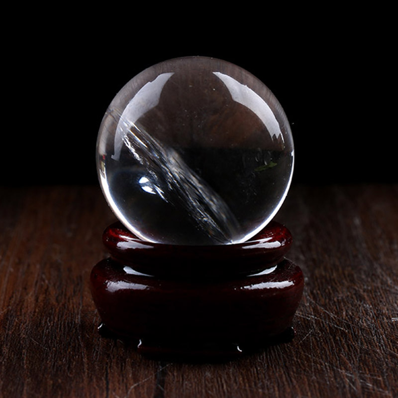 Jian Jing white crystal ball ornaments one thing with identification certificate natural original stone polished crystal transparent