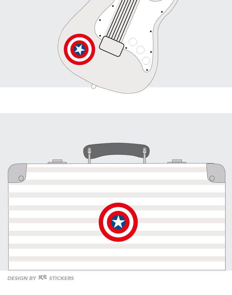 Captain America Marvel Hero Cá tính Vali Vali Sticker Xe đẩy Vỏ máy tính xách tay Không thấm nước 545 - Phụ kiện máy tính xách tay dán phím laptop