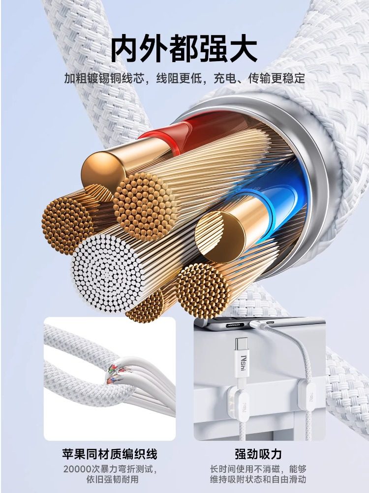 Official Genuine 100W Super Flash Charging Dual Type Braided Data Cable Suitable for Huawei, Apple, Xiaomi, Vivo, Oppo