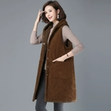 Модный длинный вельветовый осенний бархатный жилет, средней длины, 2019