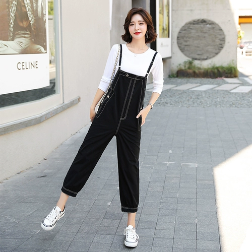 Модная джинсовая футболка, комбинезон, осенний брендовый комплект, европейский стиль, высокая талия, коллекция 2021