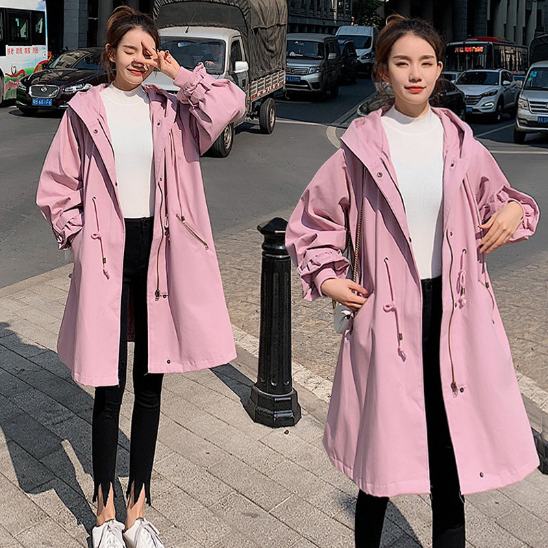 2021 new maternity trench coat women's spring and autumn wear medium and long Korean version loose size 200 kg maternity coat autumn