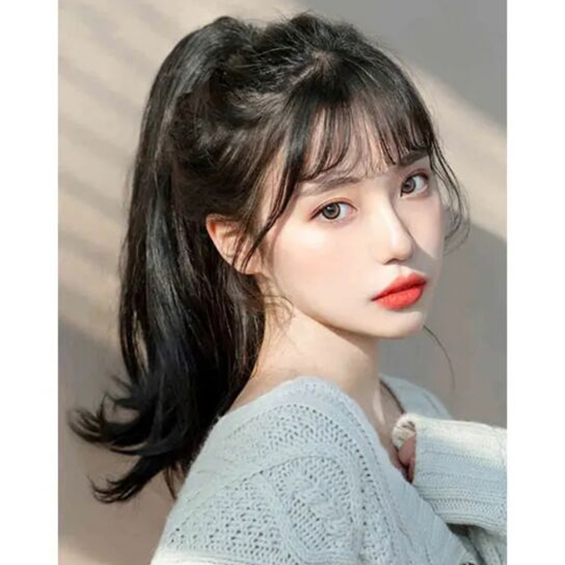 Wig female long hair wig ponytail strap-type micro-roll net red grab clip ponytail curly hair big wave natural twist braid