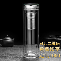 Double-layer glass opening gift commemorative cup advertising small gift water Cup custom logo printing lettering