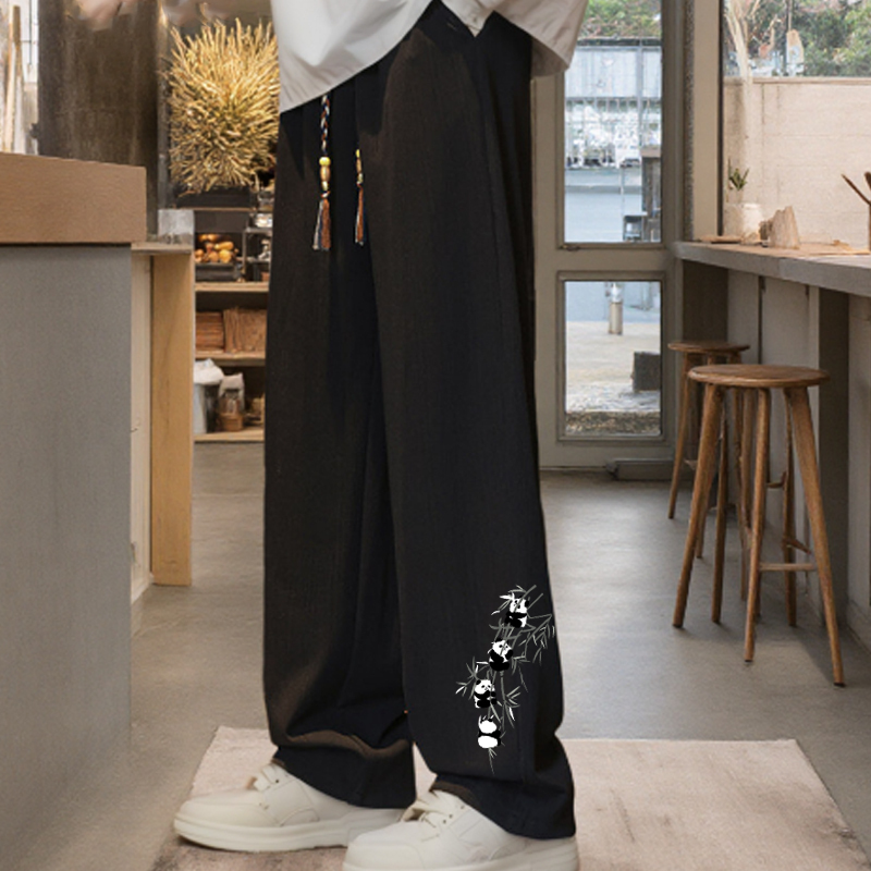 New Chinese Style Trendy Brand Pants for Men, Straight Casual Long Pants for Boys, Loose Sports Pants for Middle and High School Students, Dress Pants
