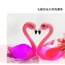 Flamingo glowing kid toys birthday gift dessert table baking cake decoration plug-in layout supplies