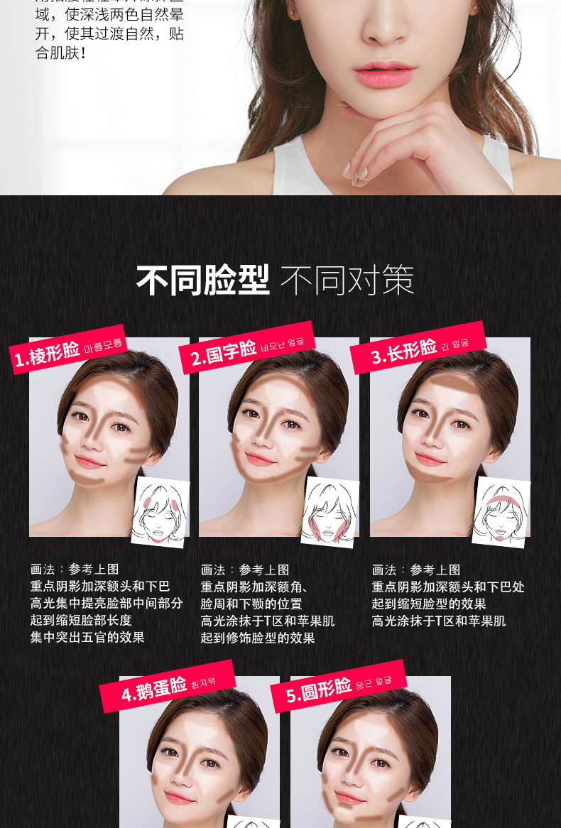 Silhouette ánh sáng cao công suất sửa chữa rod đúp head dual-sử dụng ánh sáng cao người mới bắt đầu nằm tằm bút kem che khuyết điểm sáng bóng V mặt mũi bóng nữ phấn bắt sáng mac