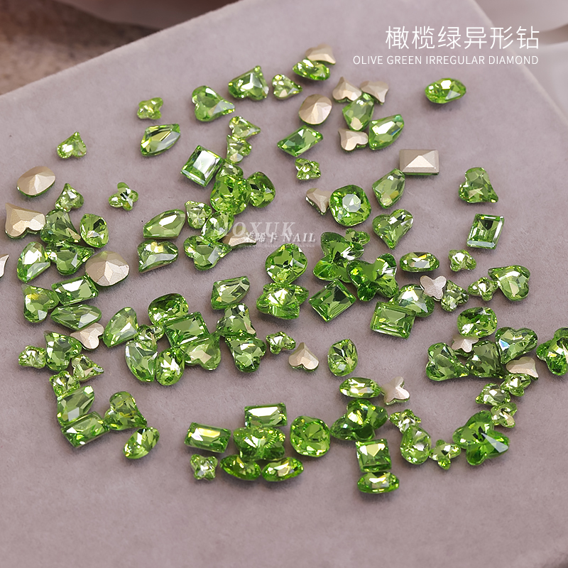 Nail Art Tip Bottom Diamond Fruit Green Fresh Color Stereo Crooked Heart Butterfly Special-Shaped Diamond Nail Decoration DIY Wearable Nails