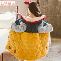 Childrens Winter Dress thickened girl coral flannel pajamas baby bathrobe girl sleeping dress home dress
