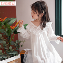 Girls Spring and Autumn Long Sleeved Nightdress Mother and Child Little Girl Cotton Spring Princess Childrens Home Clothes Baby Pajamas