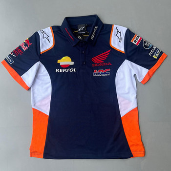 Suitable for a Xingwei Shuang Motorcycle Short-Sleeve Marquez Hrc Lapel Fully Embroidered Factory Team Uniform Motogp Quick-Drying Summer
