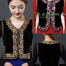 Xinjiang dance sequin vest Uyghur ethnic style high-end gold velvet vest square dance vest
