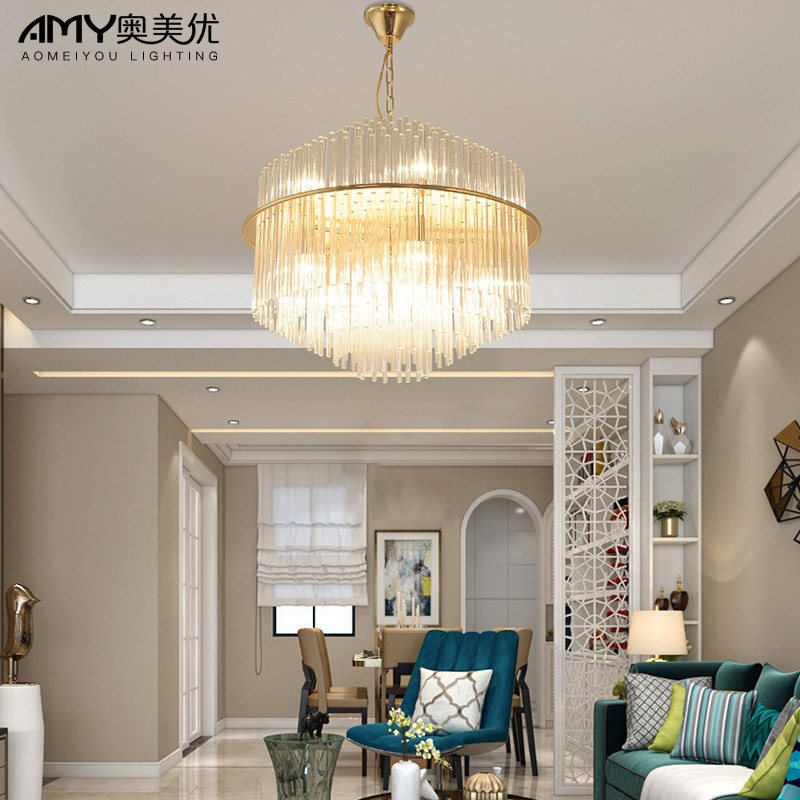 Postmodern minimalist living-room light bedroom dining room glass stick crystal chandelia Nordic light and luxurious atmospheric duplex luminaire