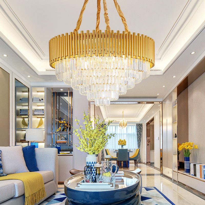 Light luxury living room crystal chandelier post-modern simple modern bedroom dining room chandelier Nordic atmospheric compound building lamps