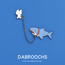 Walking shark brooch female cute Japanese badge cartoon pin decoration personality creative ins collar pin bag accessories