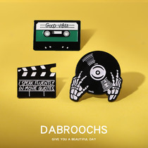 Tape retro retro brooch ins tide personality creative DJ disc image box Badge Student school bag pin female