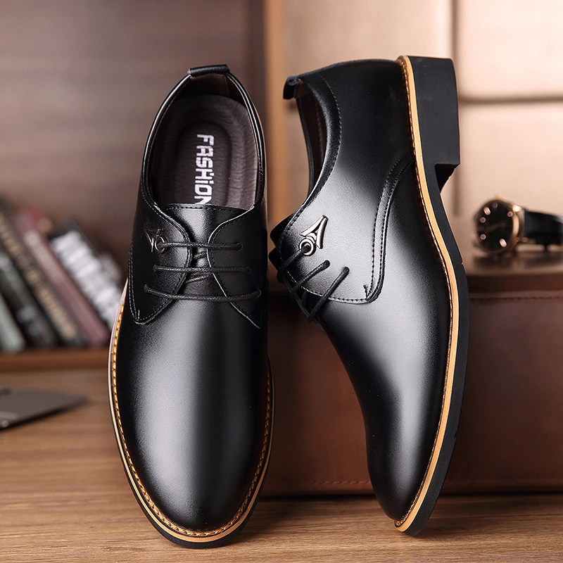 Men's leather shoes Men's leather black for work shoes Inn Business Suits Suit Shoes Winter Plus Suede Warm
