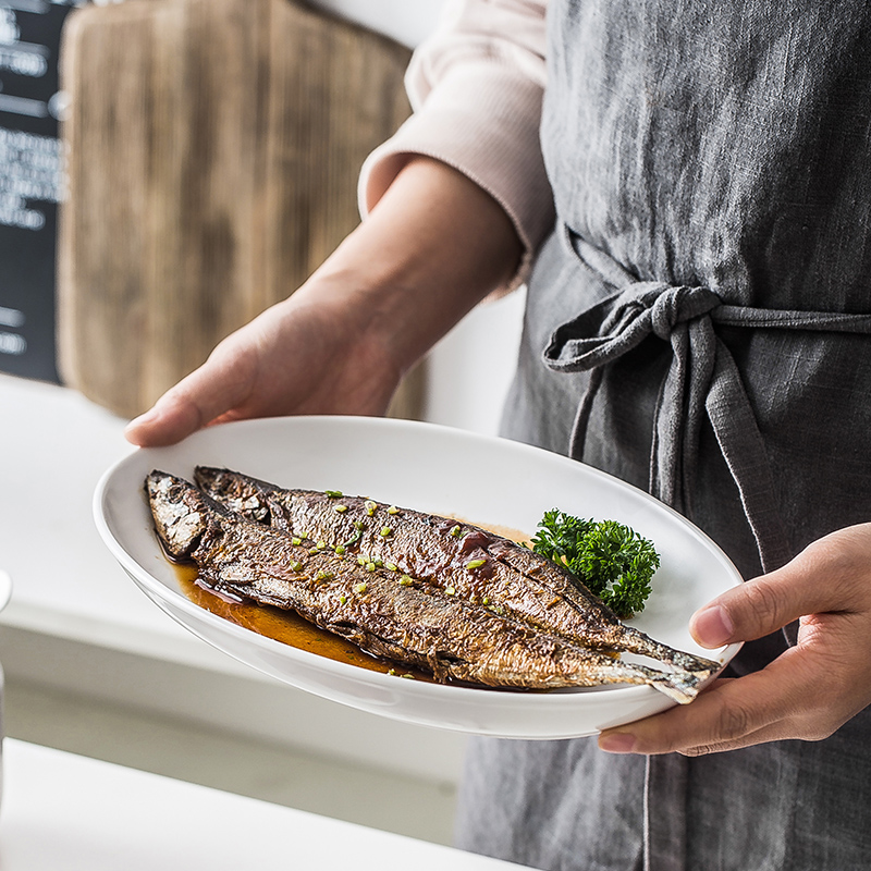 The Nordic idea ceramic household Japanese dish dish dish dish rectangular fish fruit bowl steamed fish dish dish dish