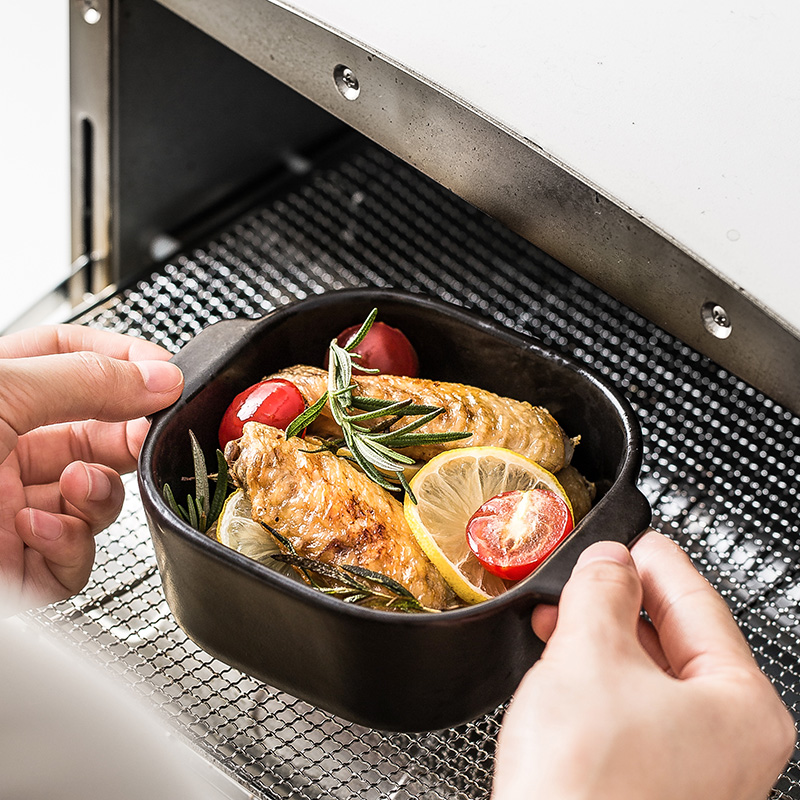 Northern wind ins ceramics with cover ears baking cheese baked baking bake bowl bowl of household microwave oven use