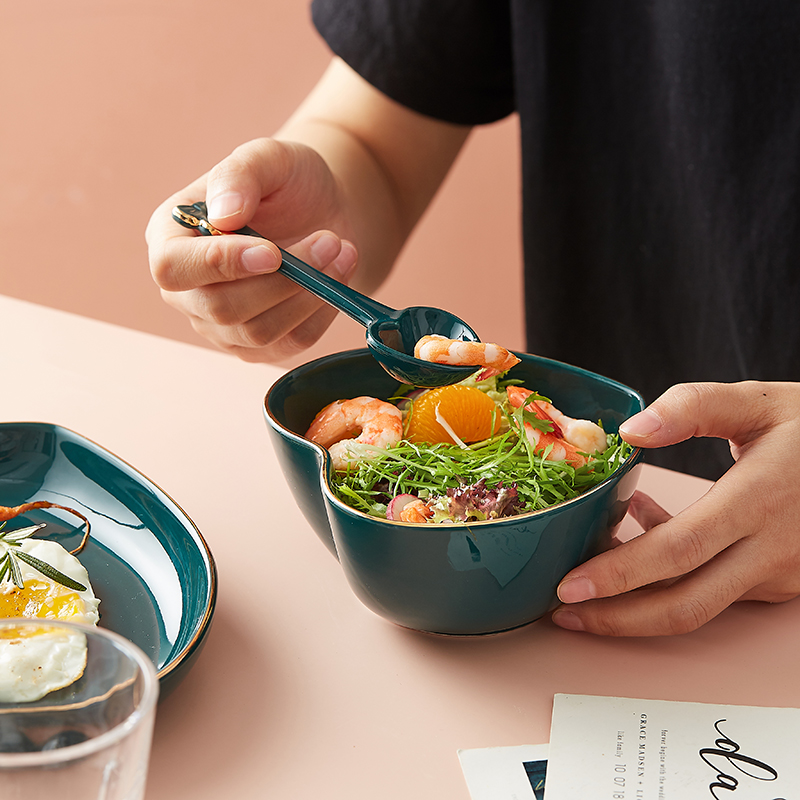 European style up phnom penh household ceramic bowl creative love breakfast bowl dessert salad bowl character lovely snack noodles bowl