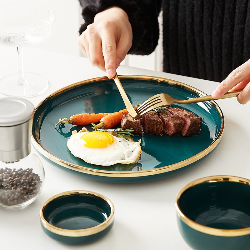 European ceramic tableware rice bowls a single ins light much wind Japanese creative dish dish dish home outfit combinations