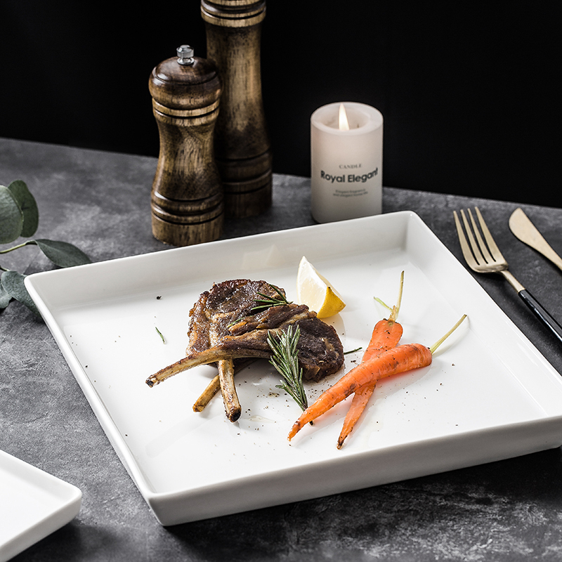 Ins Nordic home dishes ceramic plate square tray plate continental plate plate of beefsteak