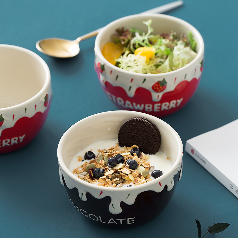 Japanese ceramics tableware fruit salad bowl home lovely move dessert bowl of individual creative breakfast bowl of cereal bowl