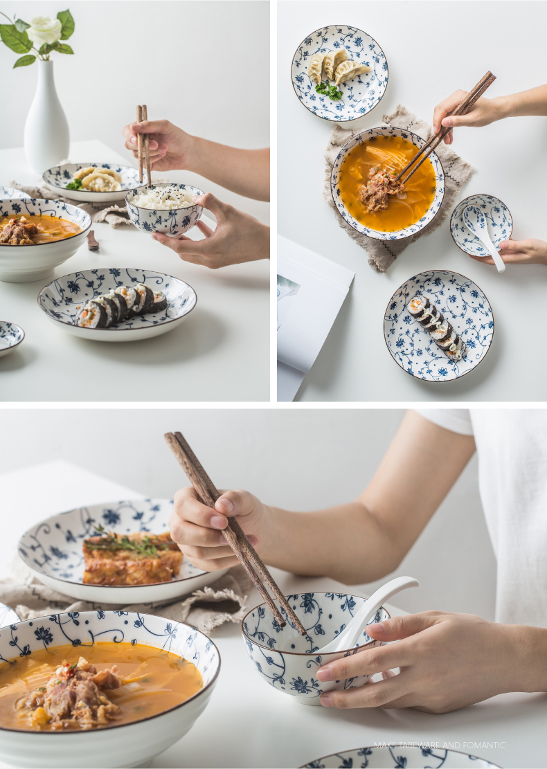 Japanese household dishes complete kit ceramic tableware bowl (one set to use bowl dish bowl mix soup bowl