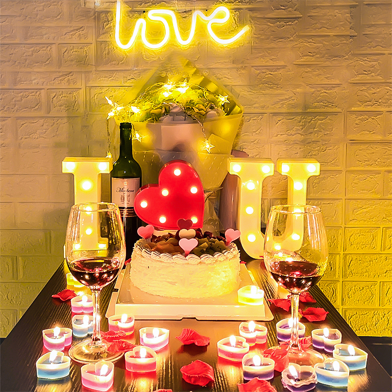 Restaurant Candlelit dinner Net red birthday light Confession proposal decoration Creative supplies Romantic decoration props package