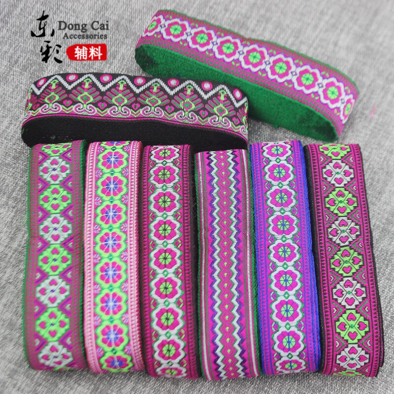 H2 Yunnan Wenshan 3 3CM Minority floral lace ethnic embroidery webbing Miao Clothing Strip Lace Lace Accessories Accessories