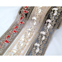 E gold bone rope sequin embroidered lace accessories ethnic stage clothing handmade decoration ancient clothes Hanfu webbing