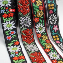 c14 black embroidered jacquard webbing ethnic style lace diy handmade clothing decoration accessories