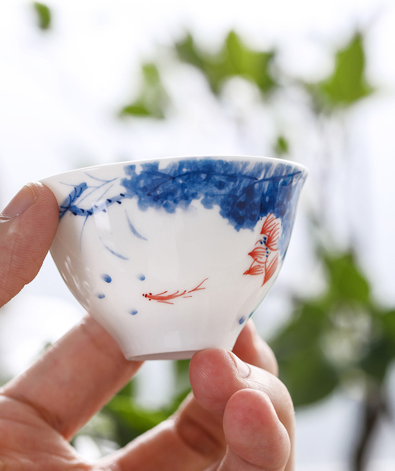 Qiu time ceramic kung fu masters cup sample tea cup white porcelain cups hand - made lotus single cup bowl tea tea