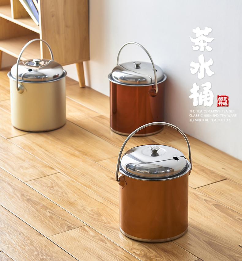 Household kunfu tea sets tea tray stainless steel after hot waste water bucket bucket of tea tea bin dross barrels