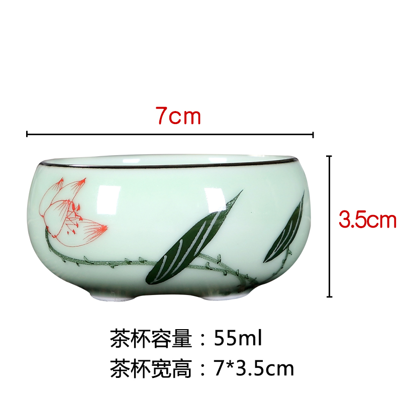 Celadon household goldfish fish kunfu tea cup tea set ceramic cup small fish bowl 6 pack porcelain cup