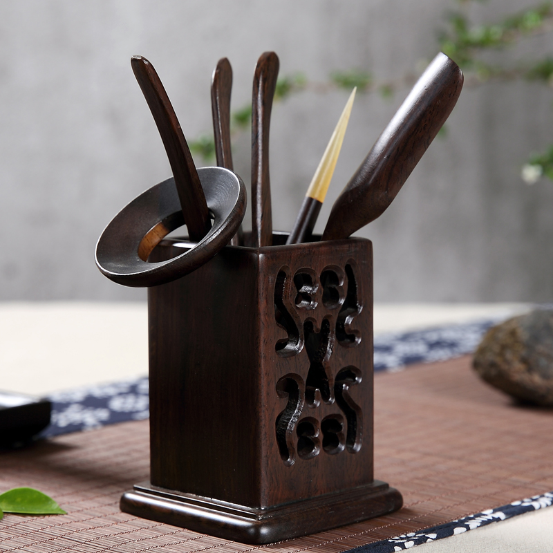 Household kongfu tea accessories tea tea sea ebony wood 6 gentleman whole ChaGa clip ChaZhen