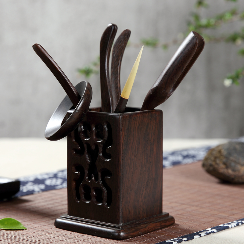 Household kongfu tea accessories tea tea sea ebony wood 6 gentleman whole ChaGa clip ChaZhen