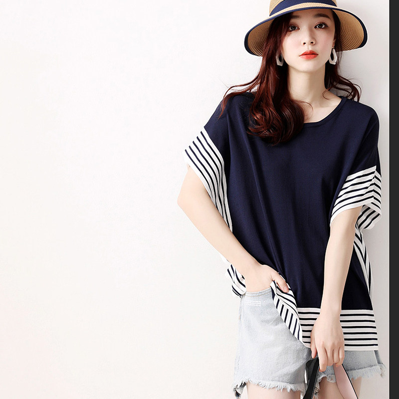 Day Series Women's Dress Summer New slim Chater Flow Line Sense bat Sleevy Stripes Striped Side Knit Cardigan