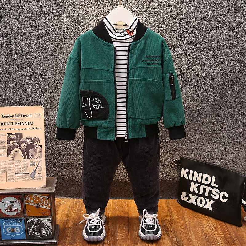 Children's clothing boys' corduroy jacket 2022 spring and autumn new products in the big children's zipper shirt children's hit color jacket trend