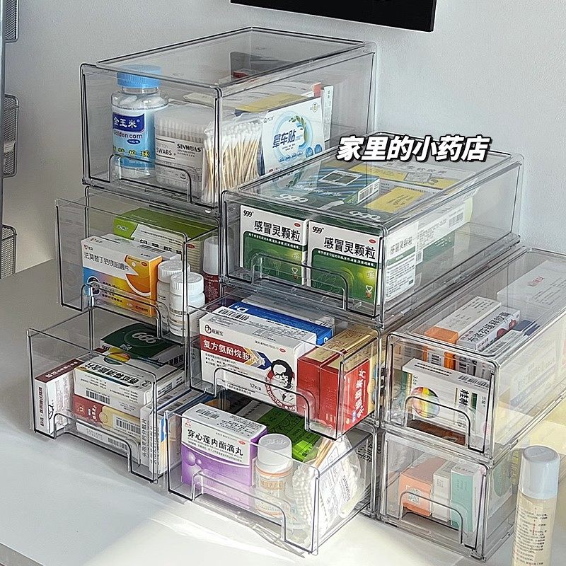 Drug Storage Box Home Loading Box Transparent Drawer Medicine Emergency Large Capacity Stratix Home Stocked Medicine Box-Taobao