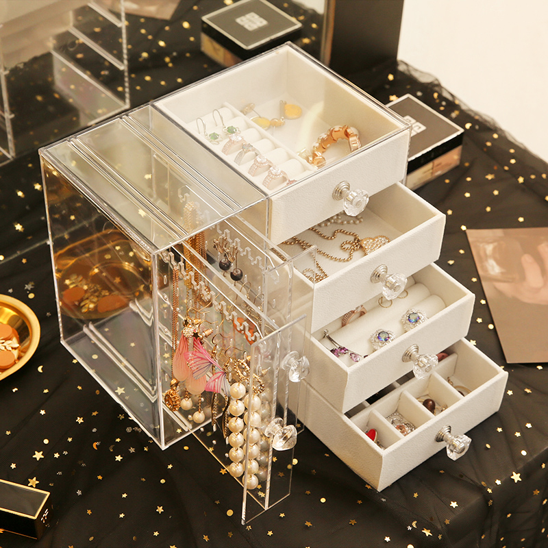 earrings display rack acrylic dust resistant first accessories box female home earnpin necklace ear ornament ring packed containing box