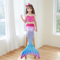 Children's mermaid swimsuit performance swimsuit three-piece set fish tail large, medium and small girls princess skirt bikini costume